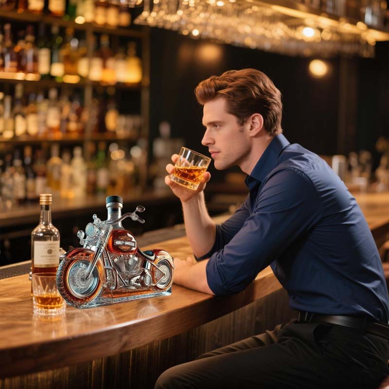 Bouteille de vin créative en verre pour moto