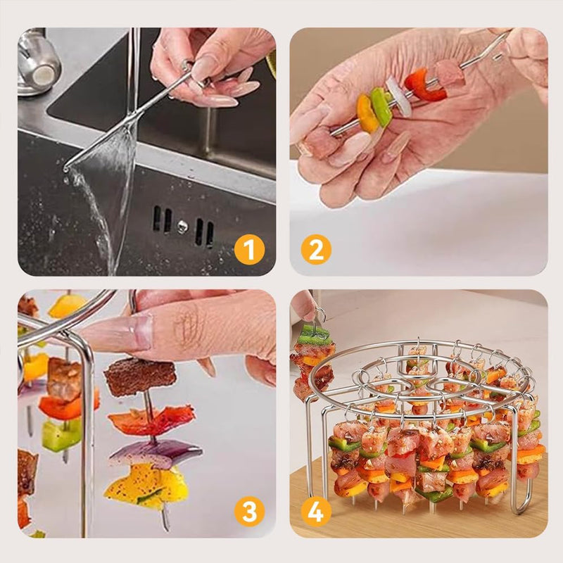 Savourez des brochettes parfaitement croustillantes et juteuses préparées dans votre friteuse à air chaud ! 🍢✨