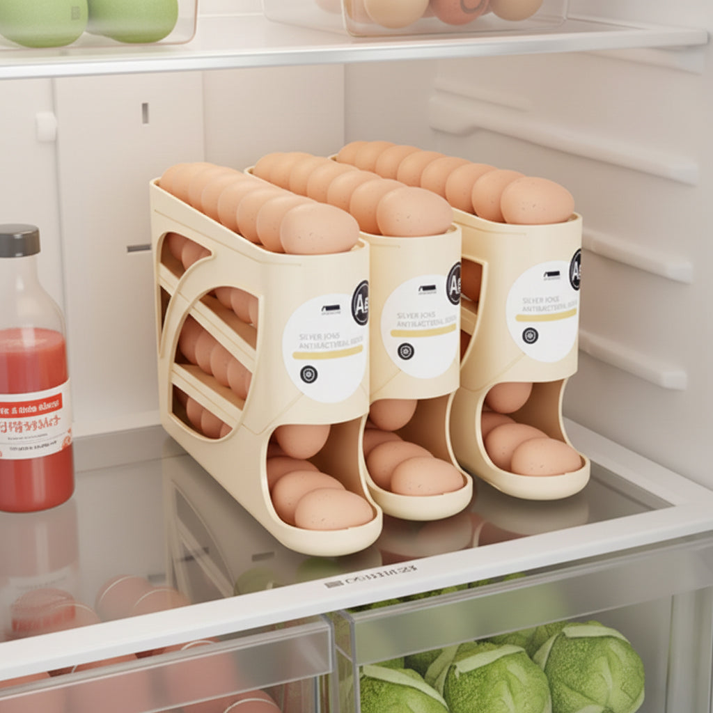 Organisateur à œufs roulant – Rangement peu encombrant pour réfrigérateur (30 œufs) 🥚