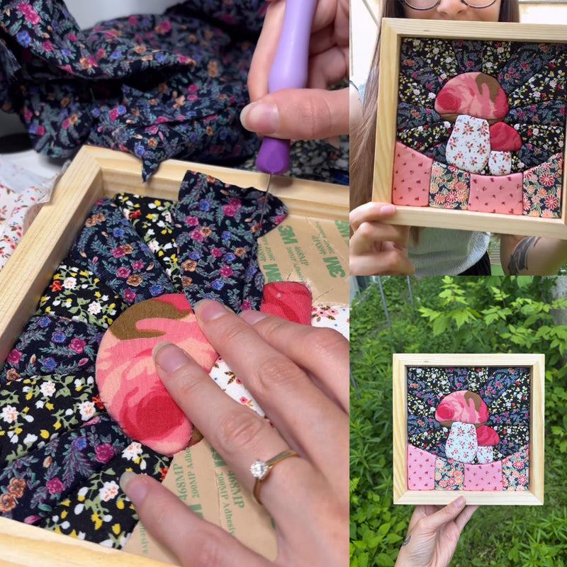 🖼️Une œuvre d'art rustique en patchwork, cousue à la main et encadrée ! 🌿