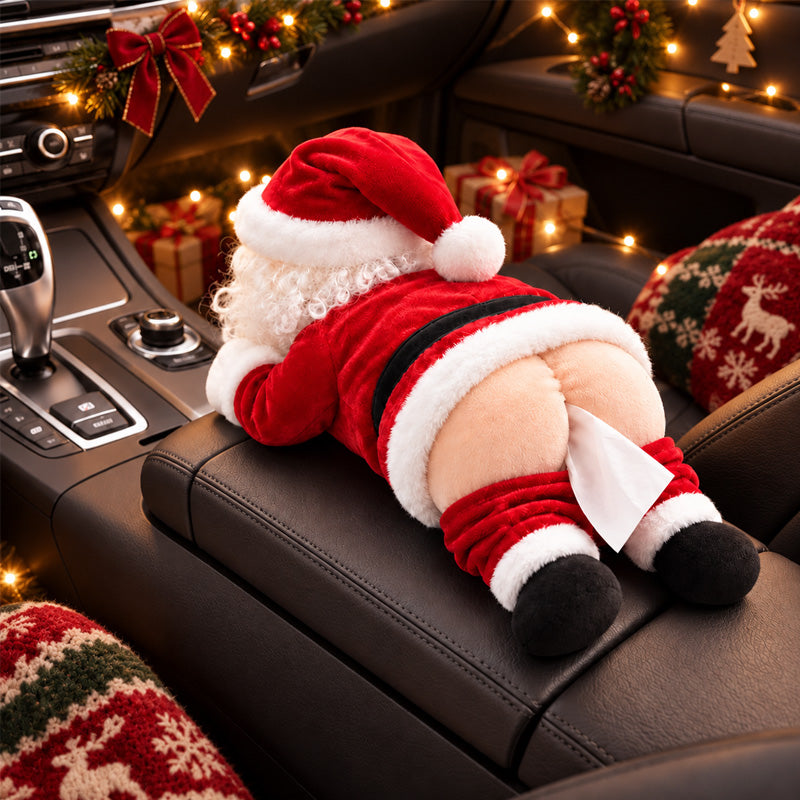 🎅Le côté espiègle du Père Noël — Une housse rigolote pour boîte de mouchoirs en forme de fesses, pour rire à Noël