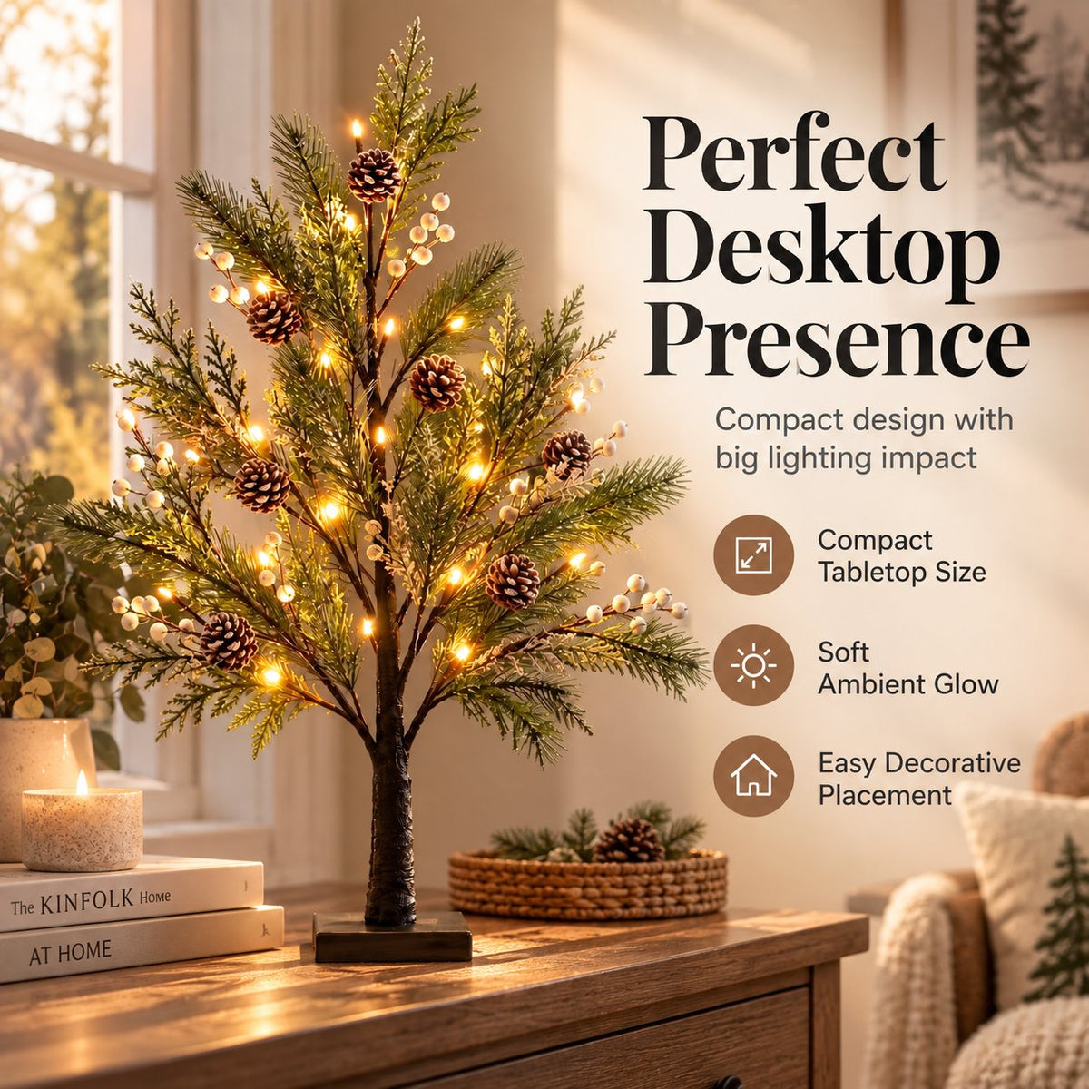 🌿✨ Élégante lampe LED en forme d'arbre — Branches souples et éclairage d'ambiance chaleureux