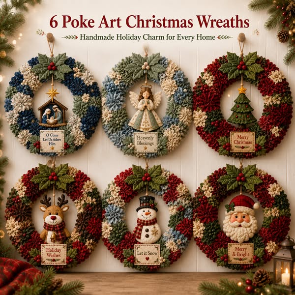 🎄🧶 Créez une décoration de Noël accueillante — Kit de bricolage « Poke Art » pour couronne de Noël