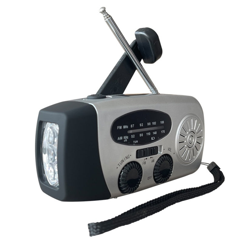 📻Radio d'urgence multifonction — Recharge solaire, à manivelle et par USB, avec AM/FM/NOAA, lampe torche LED et batterie externe de 600 mAh