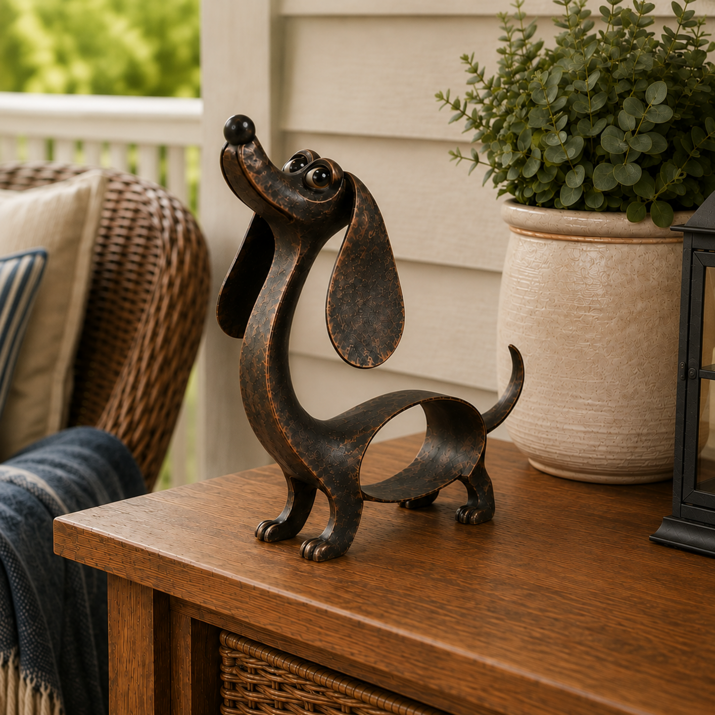 🐾✨ Un personnage inoubliable — Sculpture en métal représentant un teckel, en bronze antique