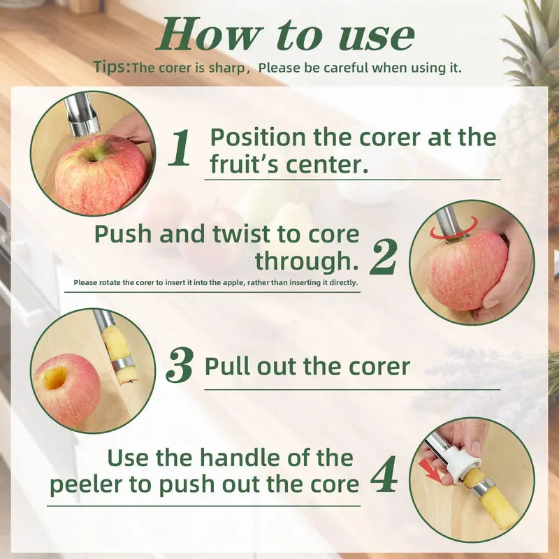 🍎 Outil 2-en-1 en acier inoxydable pour évider les pommes : un évideur de fruits en un seul geste ! ✨