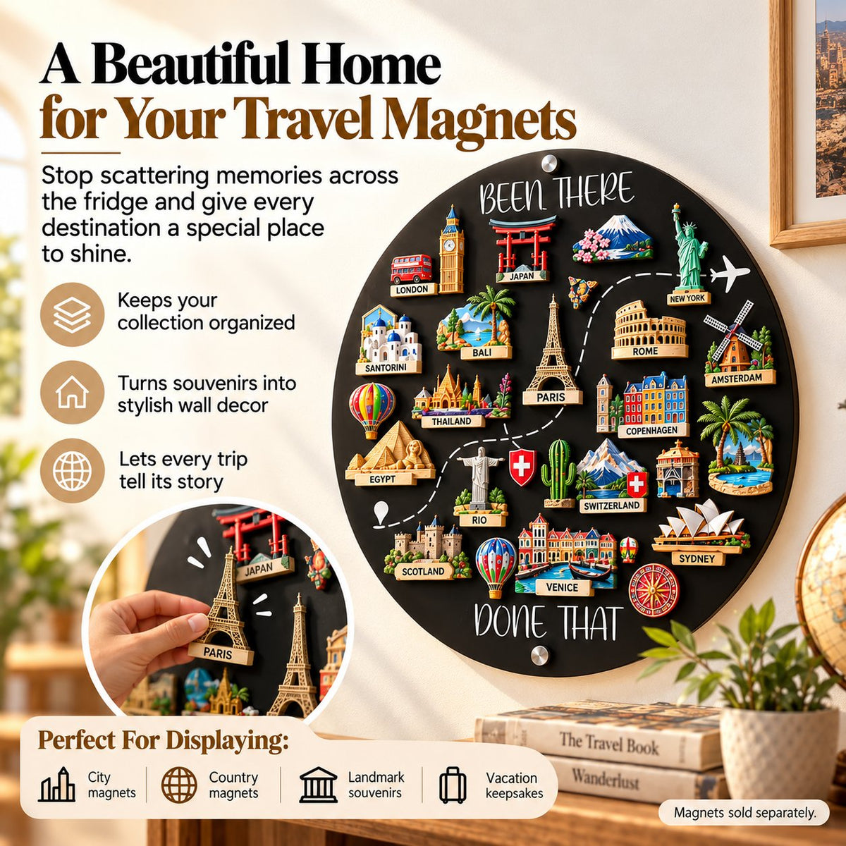 🌍✈️ Vos aventures méritent un mur rien que pour elles — Tableau d'affichage magnétique « Voyages »