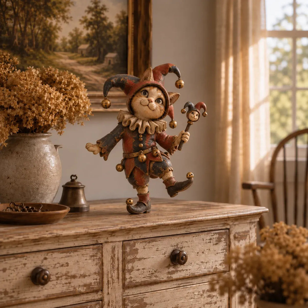 👑🐈 Figurines « La Cour des chats médiévale » — 5 personnages royaux inspirés du style vintage, à disposer sur vos étagères ou vos cheminées