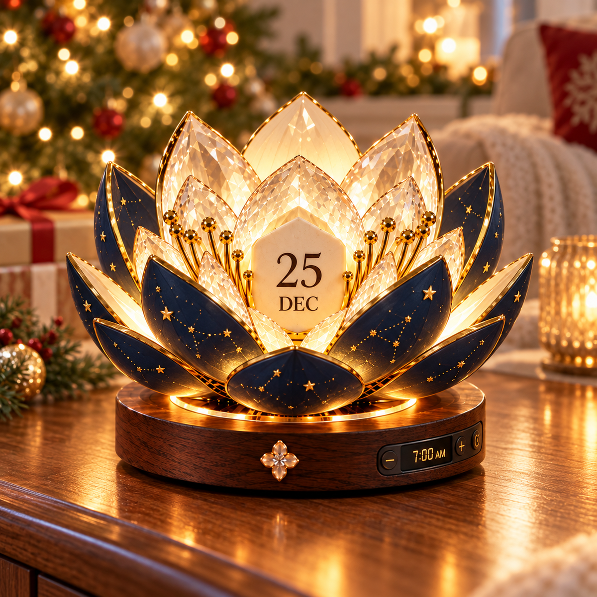 🌸 Calendrier perpétuel à floraison automatique — Calendrier floral qui affiche la date grâce à une lumière d'ambiance chaleureuse