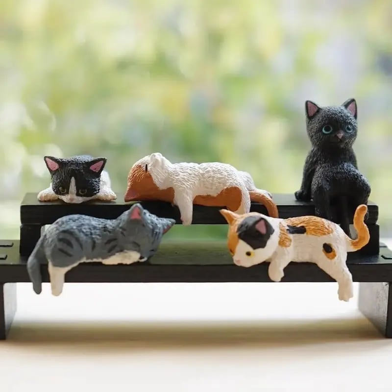 🎁Dernier jour ! 49 % de réduction !🐱Mini figurines de chats de bureau – Lot de 5 adorables chatons de dessin animé