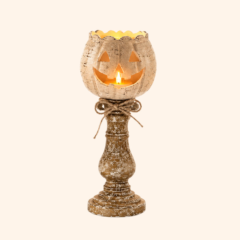 🎃 Joli bougeoir en forme de citrouille : décoration rustique avec une citrouille-lanterne sur socle ! 🕯️