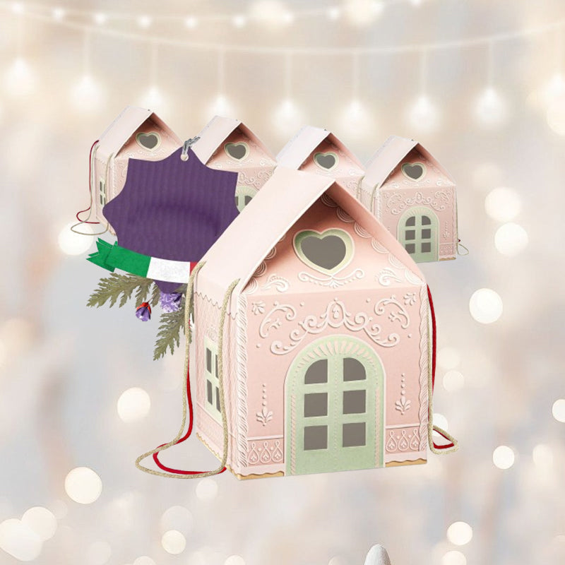 🎄🏠 Coffret cadeau « Christmas Cottage » — Emballage réutilisable en forme de maison, orné de détails festifs réalisés à la main