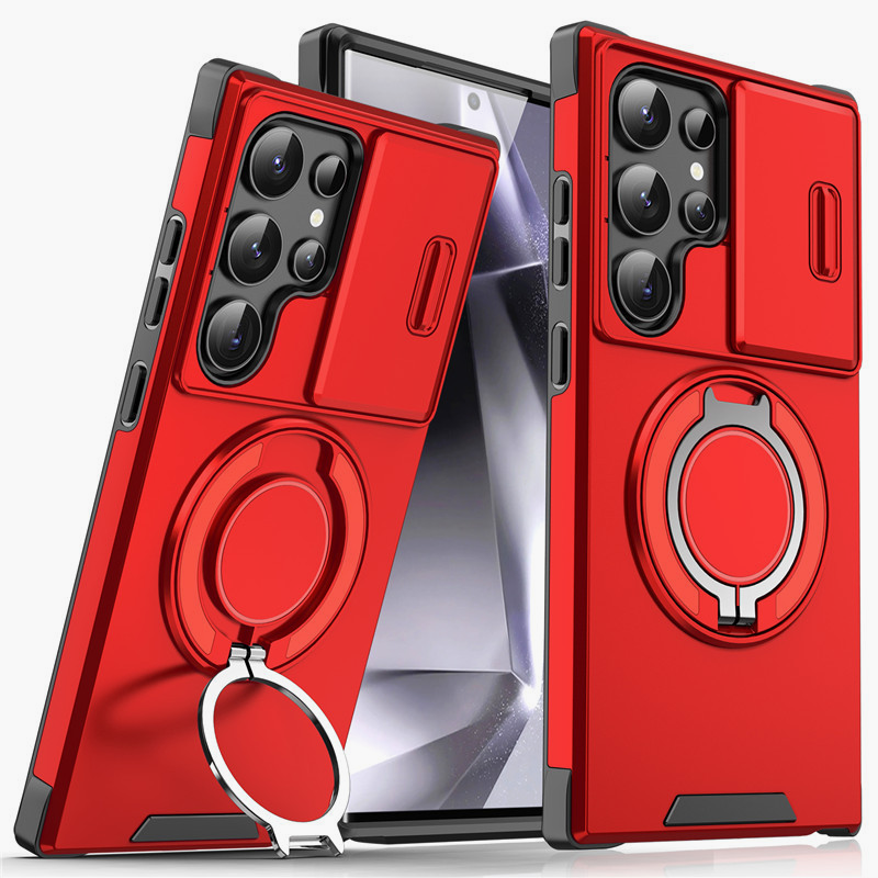 Étui blindé pour la série Galaxy S 🛡️ Couvercle coulissant pour l'appareil photo et anneau à 360° 🧲 Fonction magnétique
