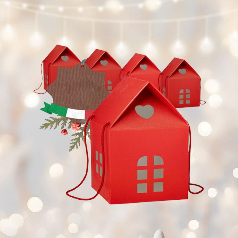 🎄🏠 Coffret cadeau « Christmas Cottage » — Emballage réutilisable en forme de maison, orné de détails festifs réalisés à la main