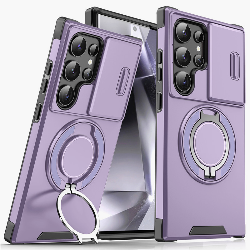 Étui blindé pour la série Galaxy S 🛡️ Couvercle coulissant pour l'appareil photo et anneau à 360° 🧲 Fonction magnétique