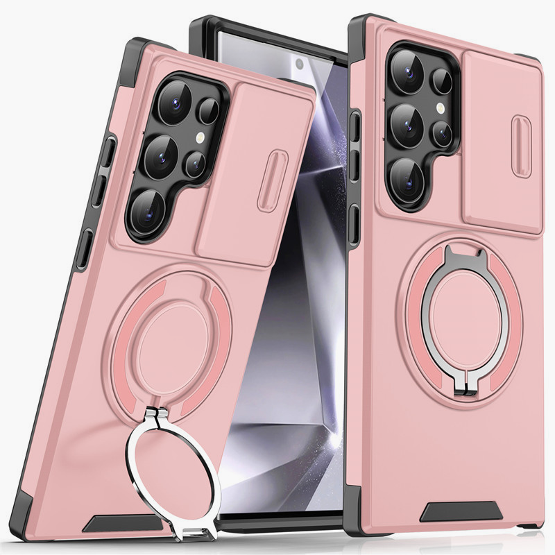 Étui blindé pour la série Galaxy S 🛡️ Couvercle coulissant pour l'appareil photo et anneau à 360° 🧲 Fonction magnétique