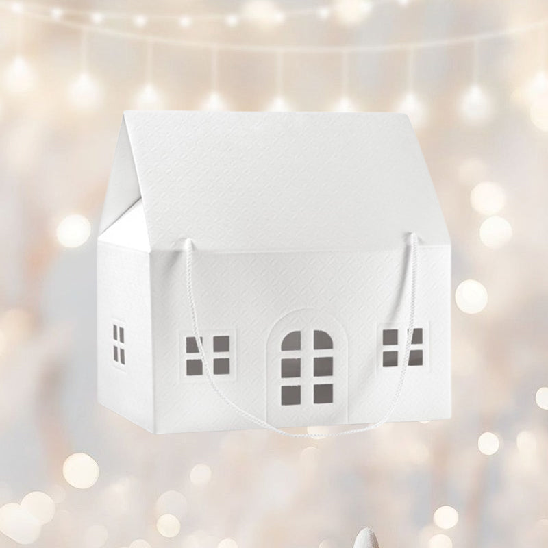 🎄🏠 Coffret cadeau « Christmas Cottage » — Emballage réutilisable en forme de maison, orné de détails festifs réalisés à la main