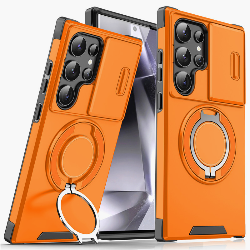 Étui blindé pour la série Galaxy S 🛡️ Couvercle coulissant pour l'appareil photo et anneau à 360° 🧲 Fonction magnétique