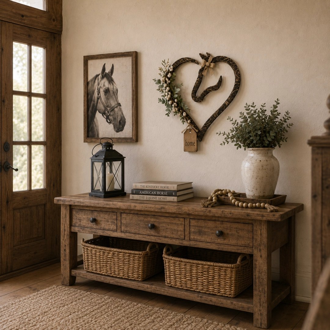 🐎 Décoration murale rustique en forme de cœur avec silhouette de cheval : une touche vintage pour votre maison de campagne ! 🏡
