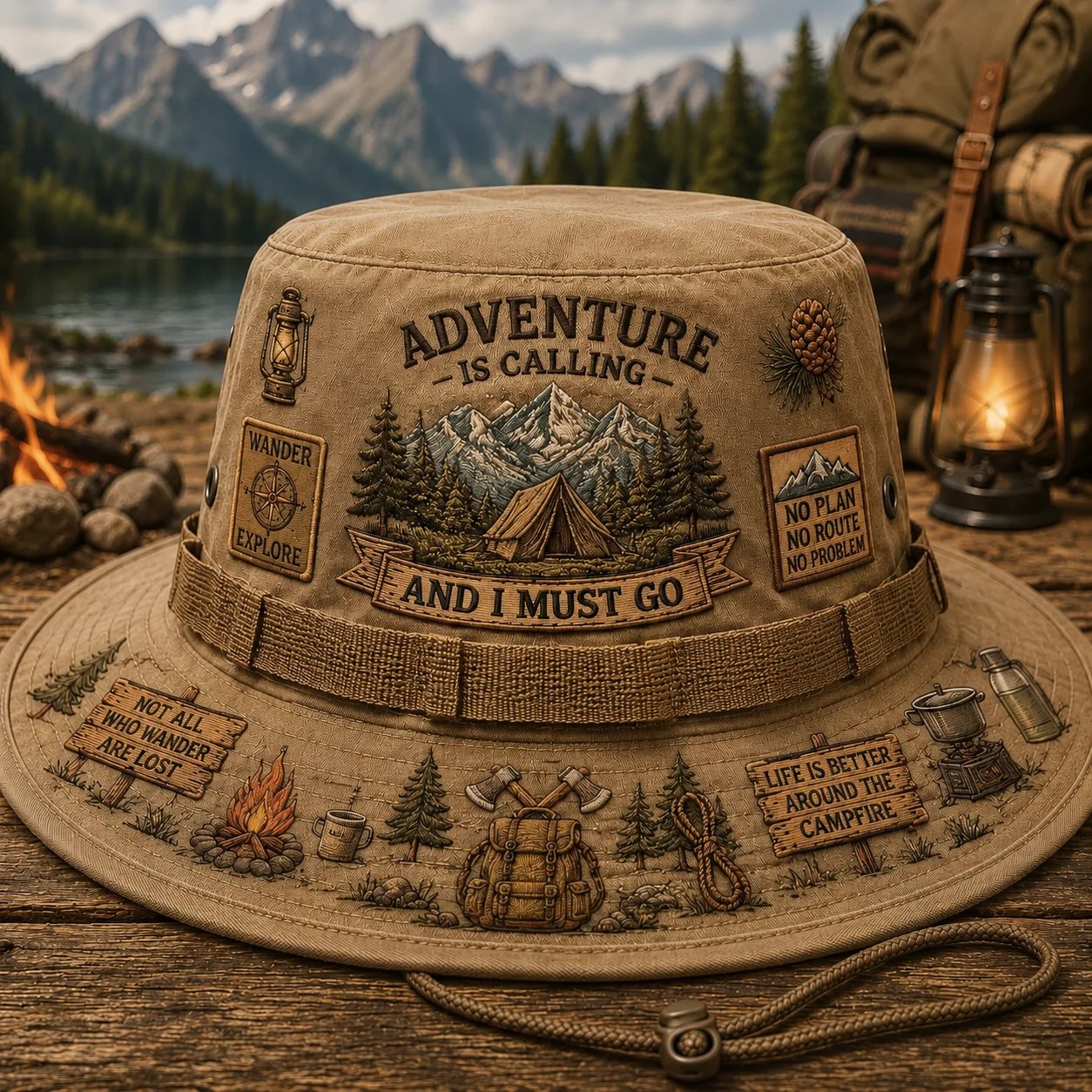 🌲 Chapeau « Adventure Is Calling » de Boonie : chapeau de soleil pour la randonnée et le camping en plein air ! 🏕️