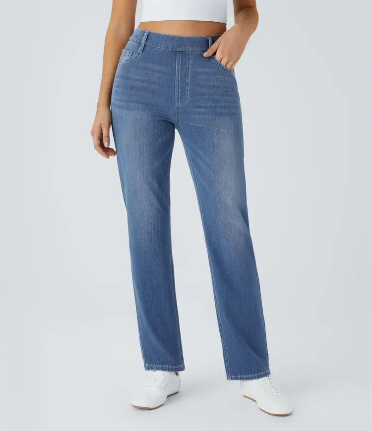 Pantalon taille haute élastique et confortable