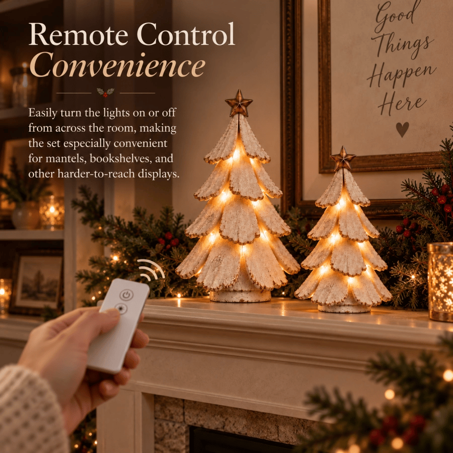 🎄✨ Figurine vintage de sapin de Noël illuminé — Décoration de Noël en céramique avec LED chaleureuses