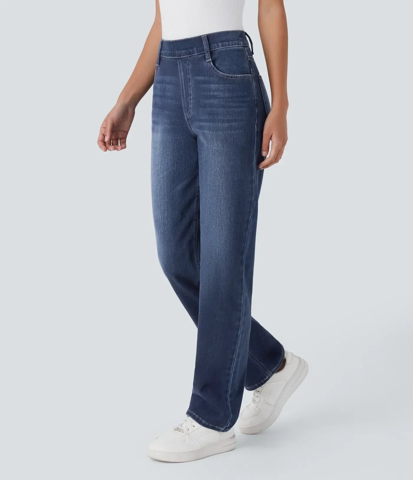 Pantalon taille haute élastique et confortable