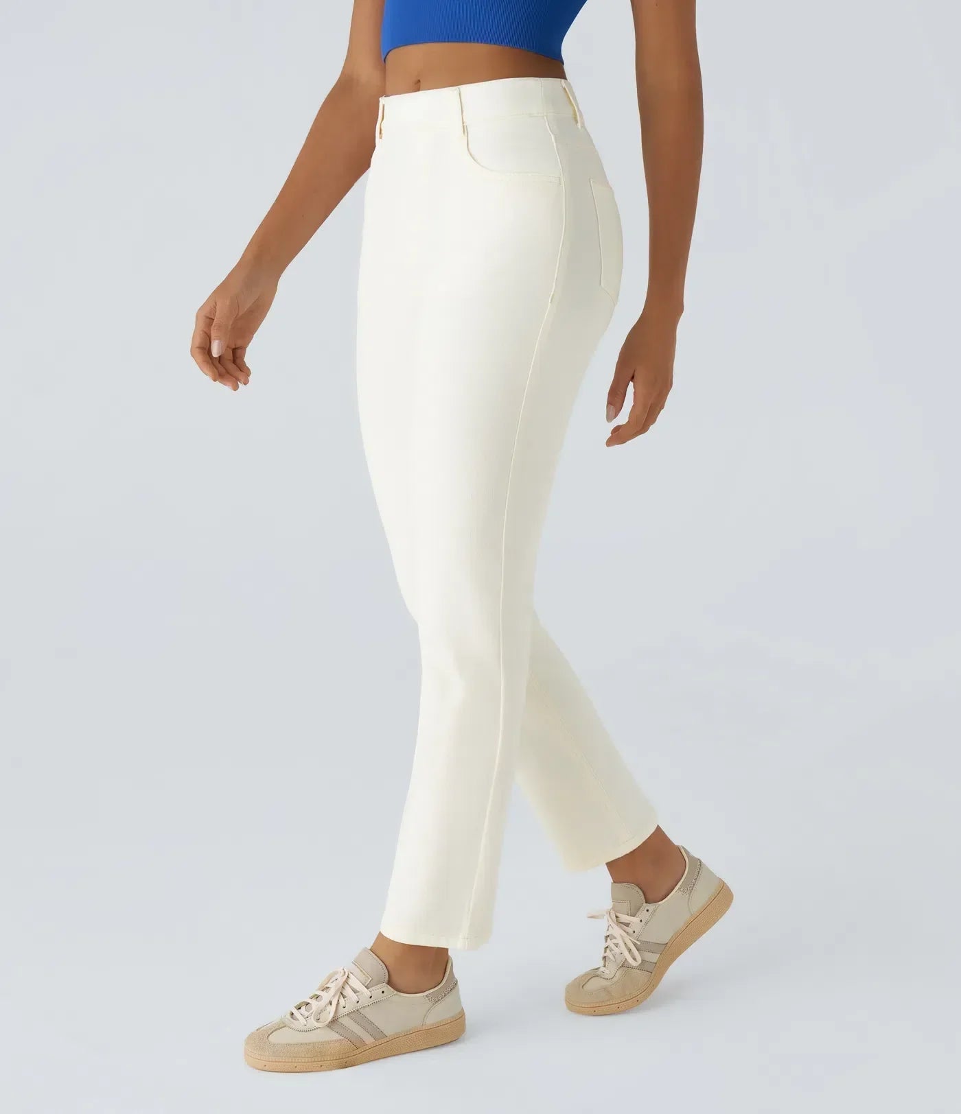 Pantalon taille haute élastique et confortable