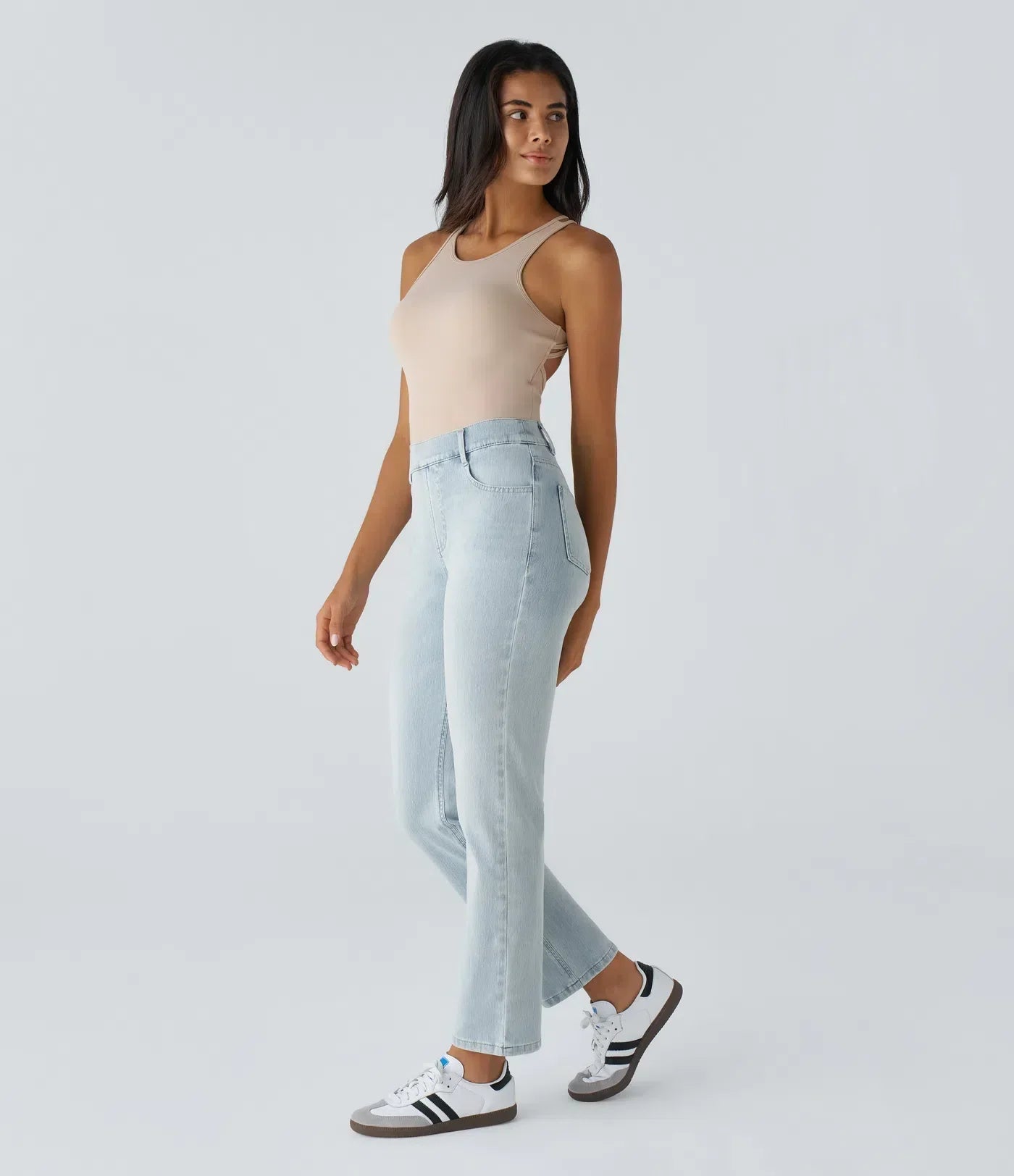 Pantalon taille haute élastique et confortable