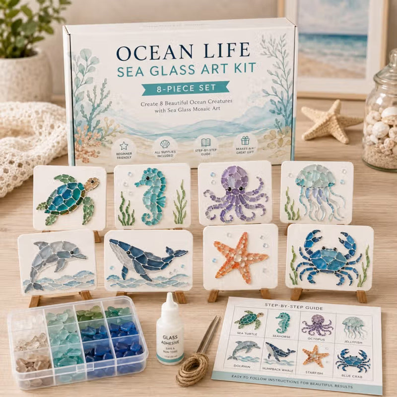 🌊✨ Kit de bricolage artistique sur le thème de l'océan – Créez un superbe chef-d'œuvre en mosaïque