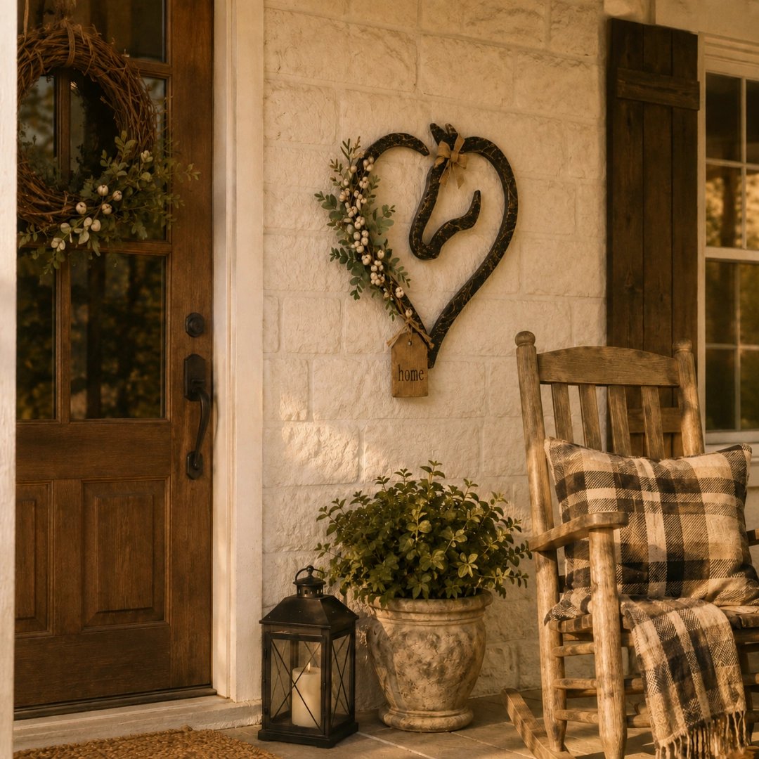 🐎 Décoration murale rustique en forme de cœur avec silhouette de cheval : une touche vintage pour votre maison de campagne ! 🏡