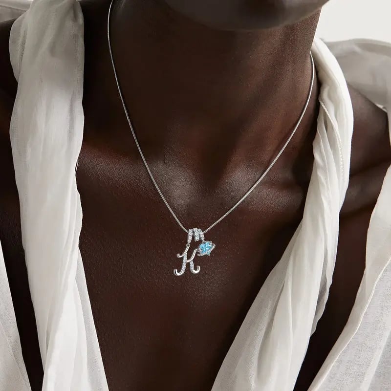 💖50% de réduction pour la Saint-Valentin✨ Collier pendentif lettre A-Z à trois rangs🎀