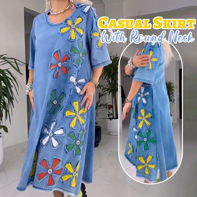 🌸Robe ample décontractée à col rond