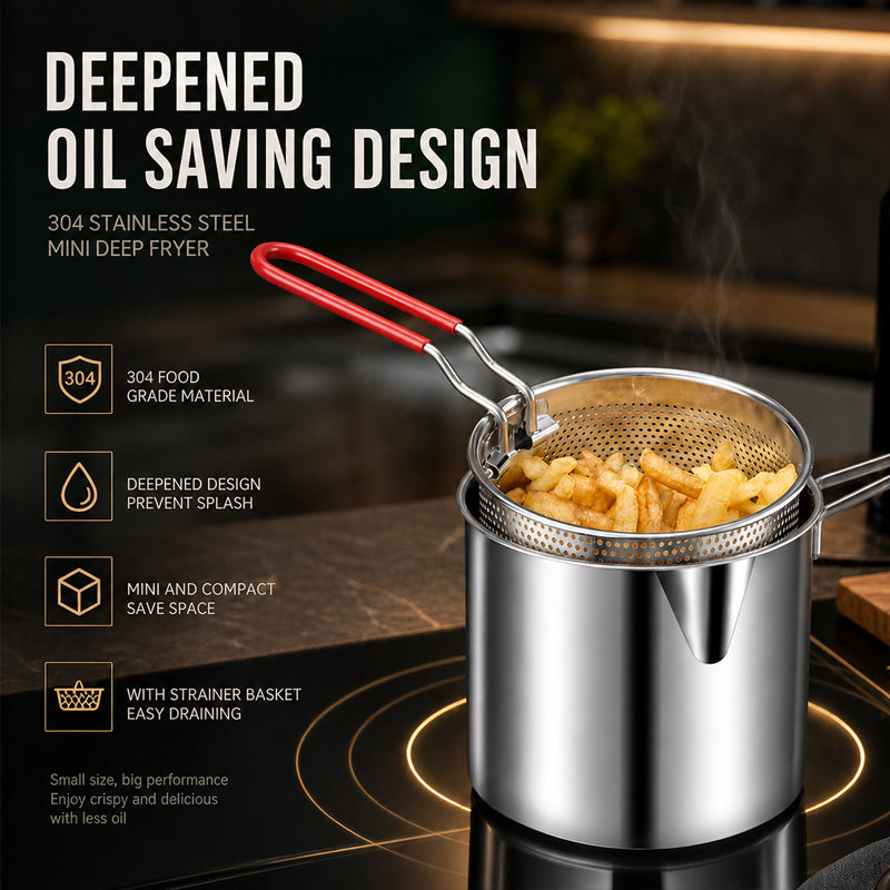 🍟 Mini-friteuse avec panier filtrant : friteuse en acier inoxydable pour petites quantités ! 🍳