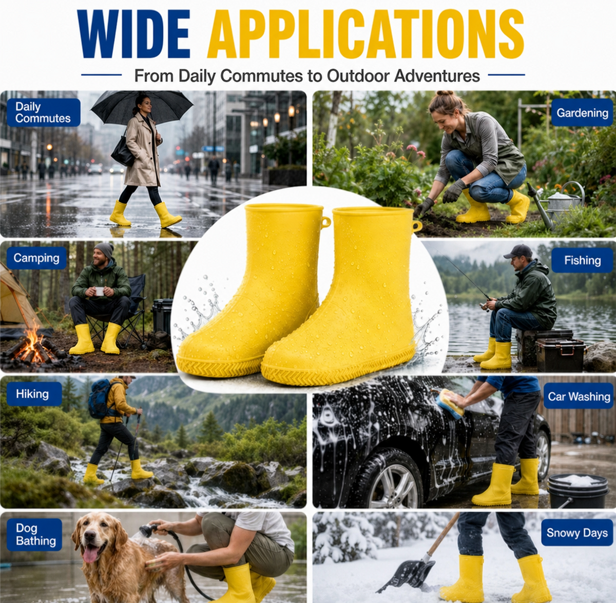 👟💧 Couvre-chaussures de pluie ultra-résistants — Imperméables, antidérapants et pliables, pour vos aventures en plein air
