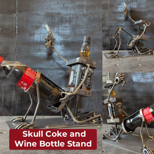 Support pour bouteilles de Coca-Cola et de vin en forme de tête de mort