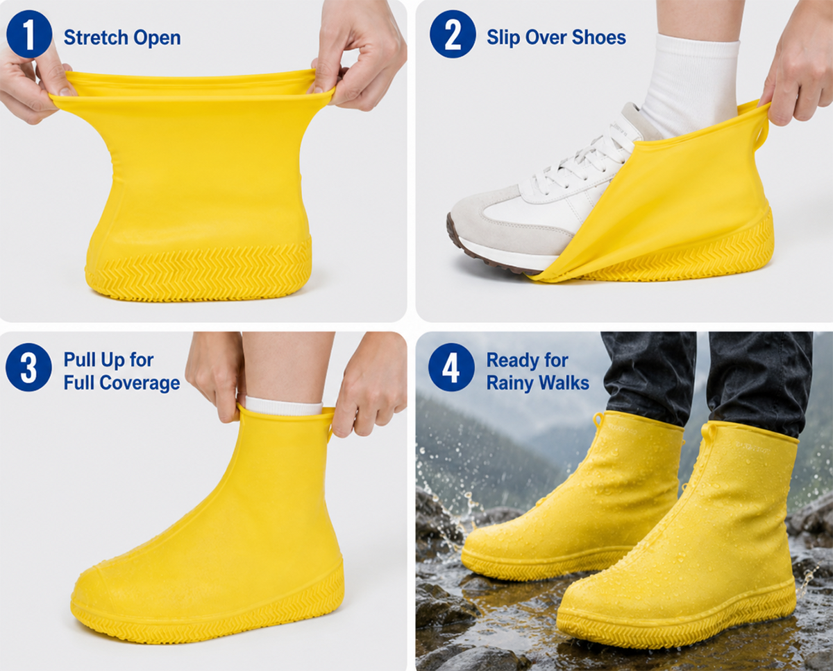 👟💧 Couvre-chaussures de pluie ultra-résistants — Imperméables, antidérapants et pliables, pour vos aventures en plein air