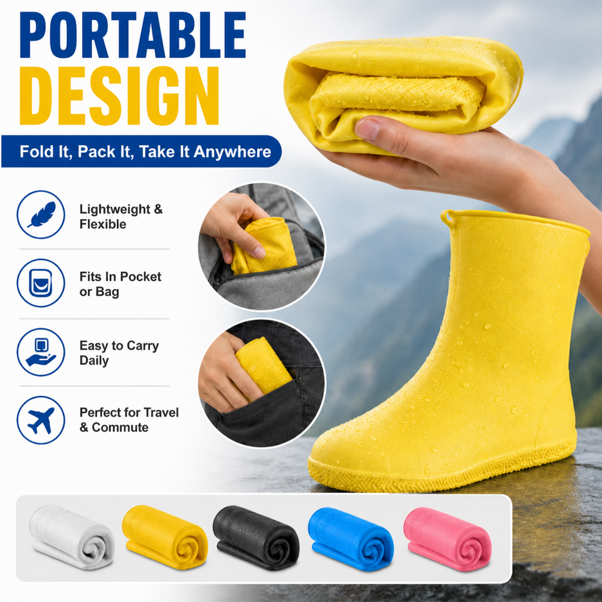 👟💧 Couvre-chaussures de pluie ultra-résistants — Imperméables, antidérapants et pliables, pour vos aventures en plein air