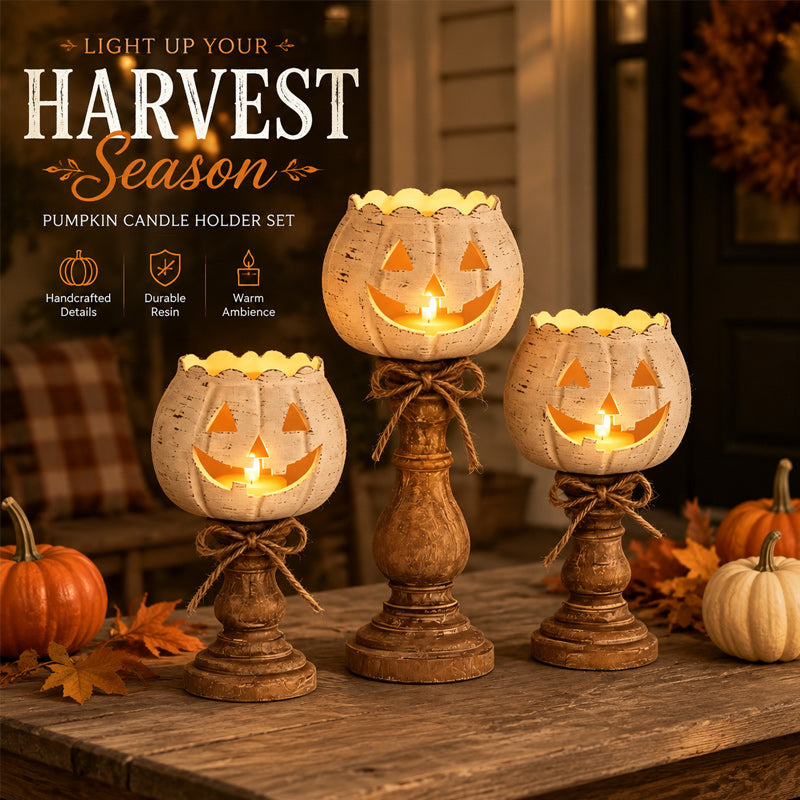 🎃 Joli bougeoir en forme de citrouille : décoration rustique avec une citrouille-lanterne sur socle ! 🕯️