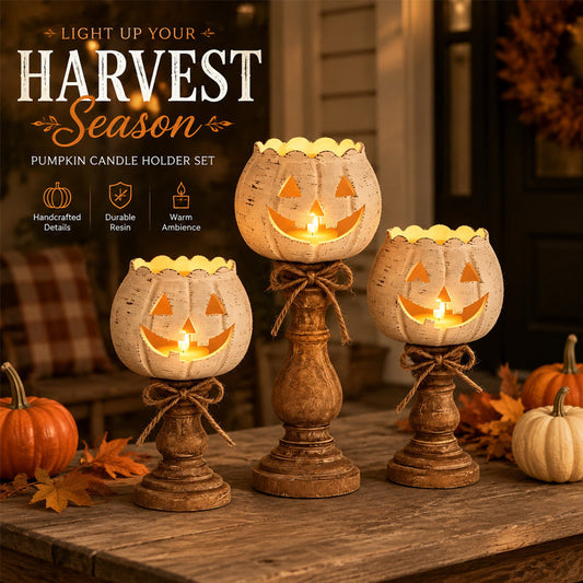 🎃 Joli bougeoir en forme de citrouille : décoration rustique avec une citrouille-lanterne sur socle ! 🕯️