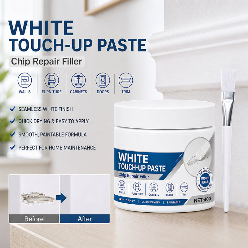 🖌️Effacez instantanément les rayures et les éraflures sur vos meubles ! ✨Pâte de retouche blanche facile à utiliser, avec pinceau de précision 🏡