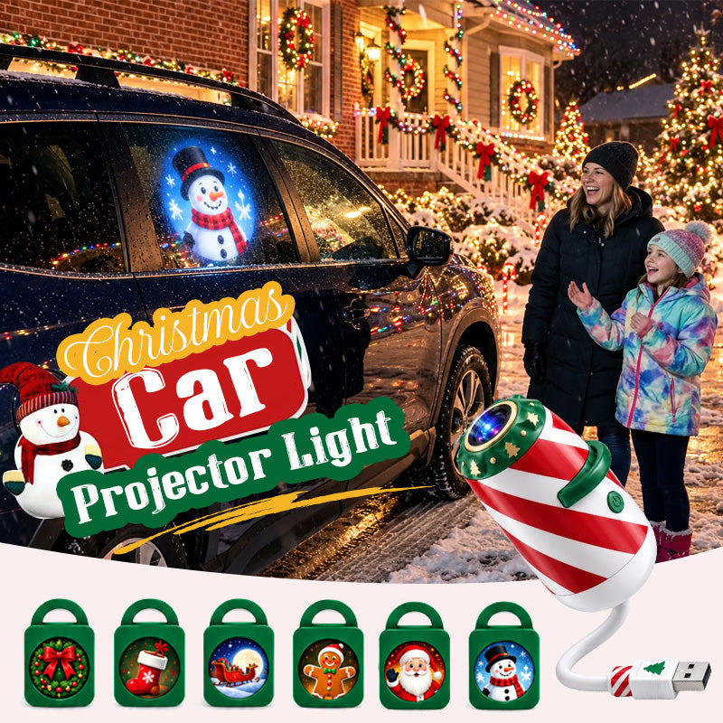 🎄🚗 Projecteur de Noël pour voiture « Joyeuse balade » — Lumière festive alimentée par USB avec diapositives de Noël