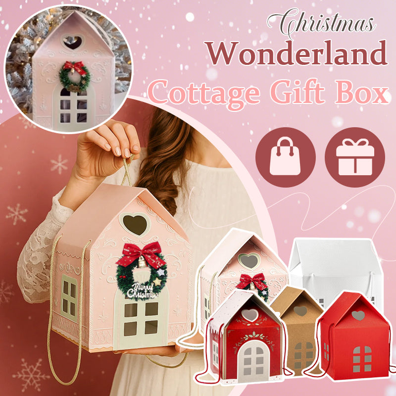 🎄🏠 Coffret cadeau « Christmas Cottage » — Emballage réutilisable en forme de maison, orné de détails festifs réalisés à la main