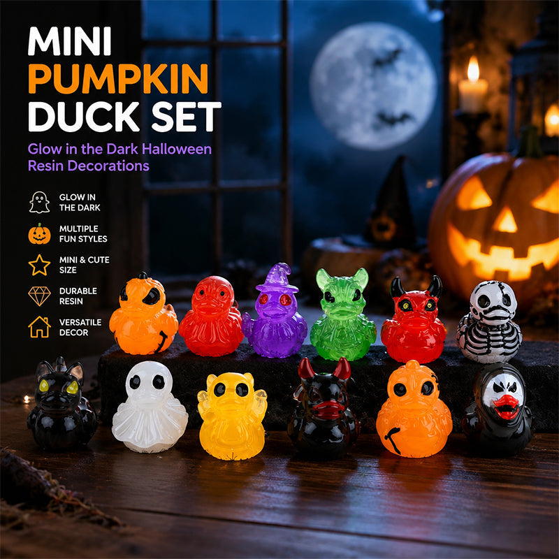 🎃🐤 Mini-canards en résine pour Halloween — 12 motifs effrayants, petites décorations de 1 pouce