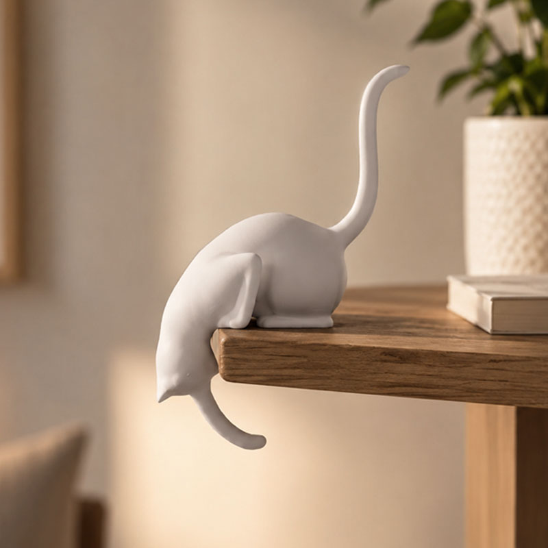 🐾 Crochet d'angle pour étagère « Chat grimpeur » : un porte-clés et un objet de décoration mignon, sans perçage ! 🐈