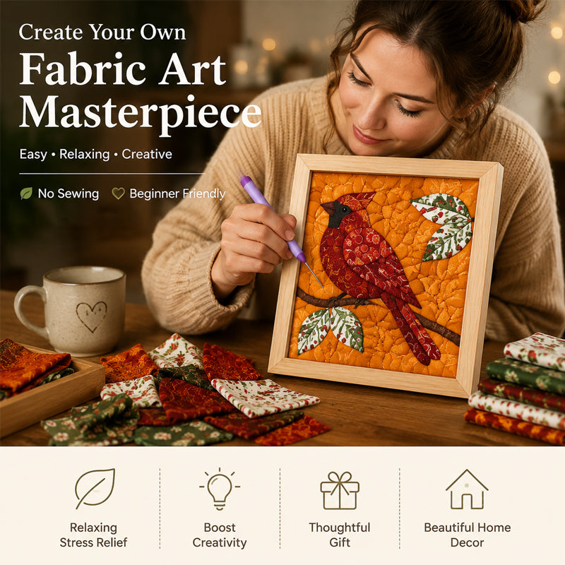 🖼️Une œuvre d'art rustique en patchwork, cousue à la main et encadrée ! 🌿