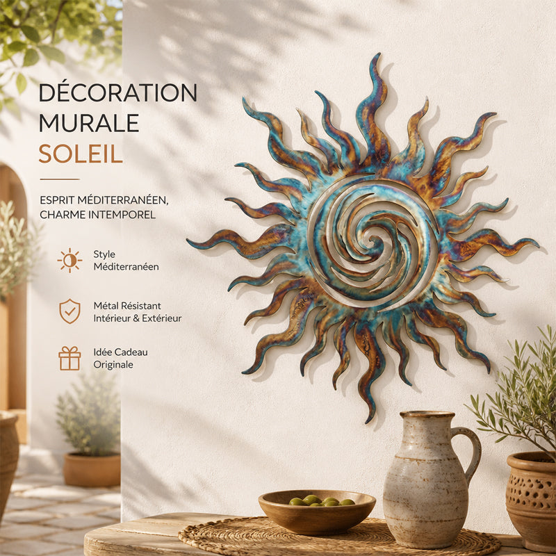☀️ Décoration murale en métal « Soleil tourbillonnant » : une touche d'élégance chaleureuse pour la maison et le jardin ! ✨
