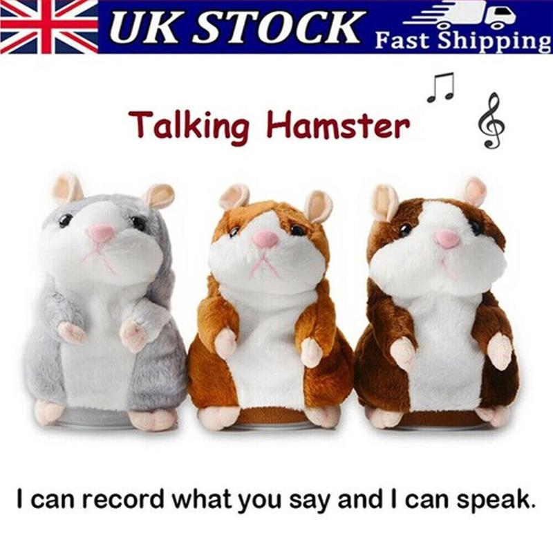 🐹 Peluche de hamster parlant — Répète ce que vous dites et remue la tête, 3 couleurs + édition de Noël