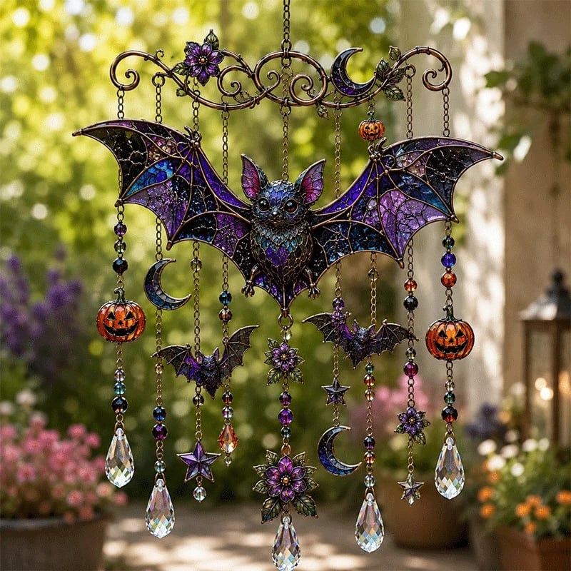 🎃Diffusez une lumière arc-en-ciel avec ces carillons éoliens gothiques d'Halloween ! 🎃✨