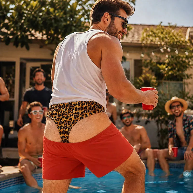 🐆 Short de bain rigolo style denim à imprimé léopard : un short de bain original ! 🏖️